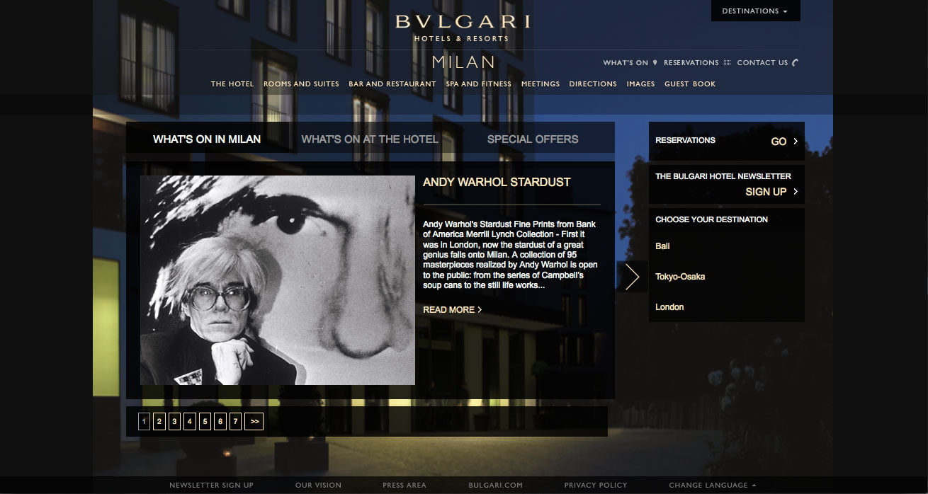 Bulgari Hotels, web communications