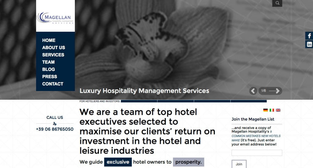Magellan Hospitality Management, website design