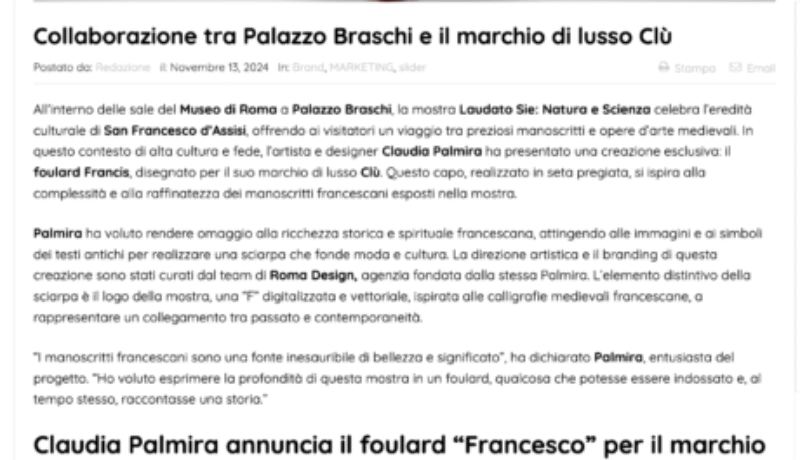 11132024Collaborazione tra Palazzo Braschi e il marchio di lusso Clù_ - www.uominiedonnecomunicazione.com