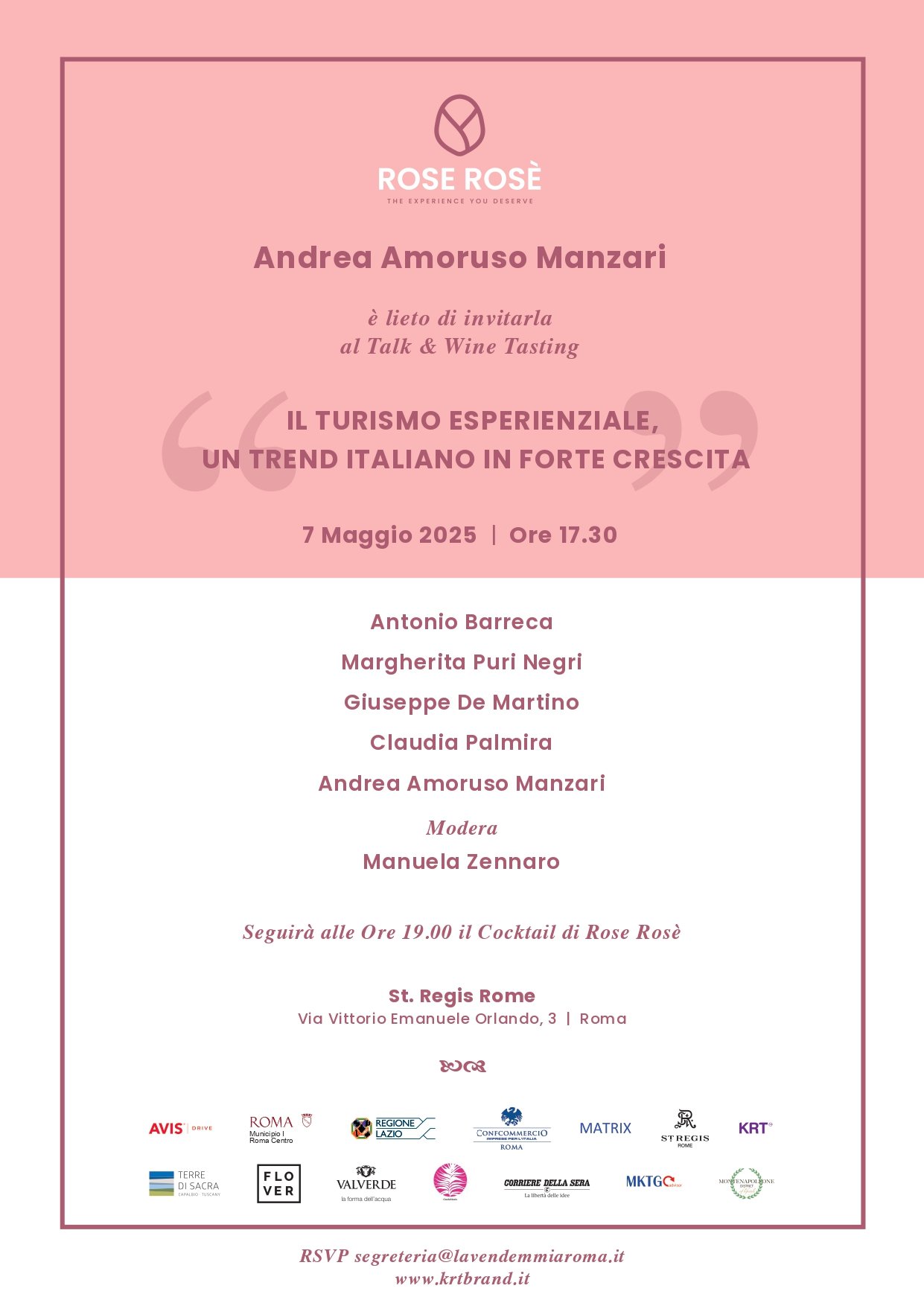 Invito Talk Rose Rosè 2025 St. Regis Rome Resting Athena